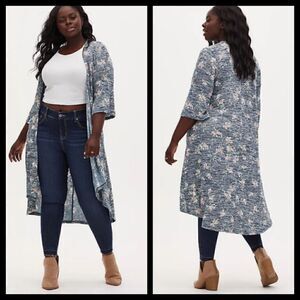 1X 14W 16W Torrid Hacci Kimono Floral High low hem